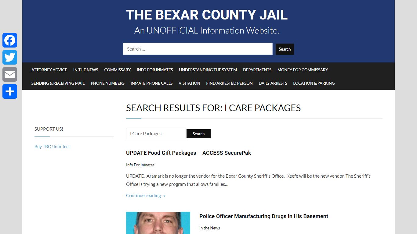 I Care Packages | The Bexar County Jail